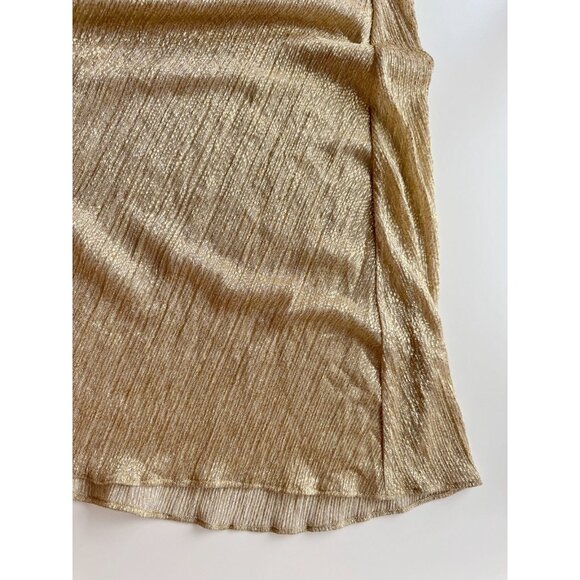 DRESS THE POPULATION Savannah Gold Lame One Shoulder Bow Gown Maxi Dress, Size S - Picture 9 of 13